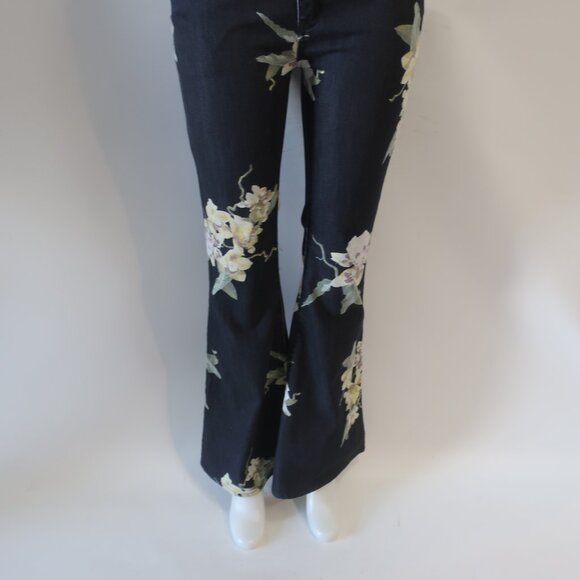 Free People Floral Flare Jeans - Black and Yellow - Picture 5 of 8